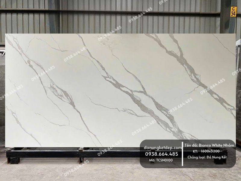 Đá nung kết Bianco White nhám